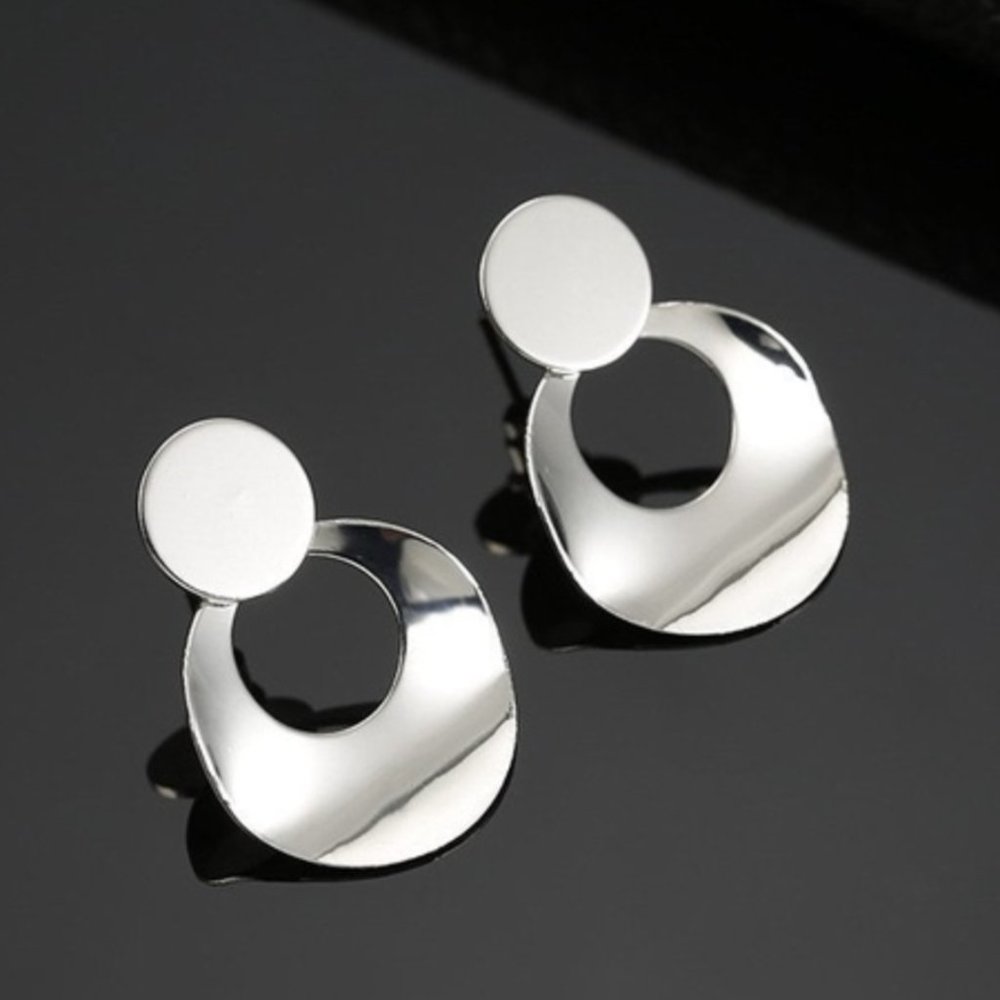 Boho Chic Silver Dangle Hoop Earrings